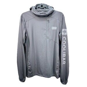 Coolibar Andros Fishing Hoodie Shirt Mens Medium Gray UPF 50 Long Sleeve Pocket